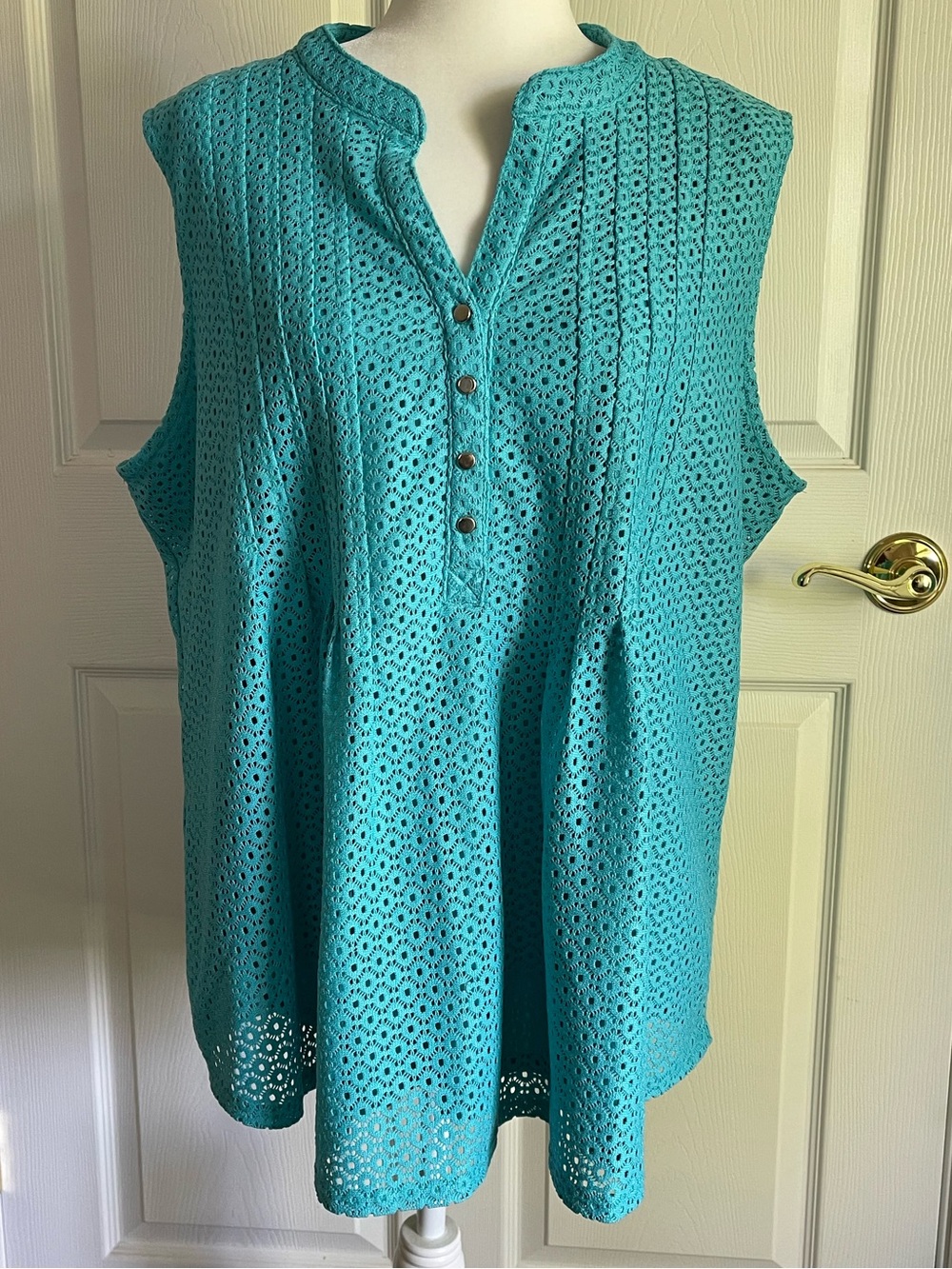 Westport Turquoise Sleeveless Eyelet Tunic